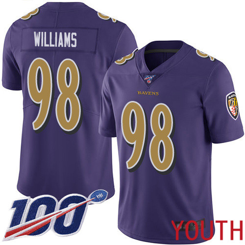 Baltimore Ravens Limited Purple Youth Brandon Williams Jersey NFL Football 98 100th Season Rush Vapor Untouchable